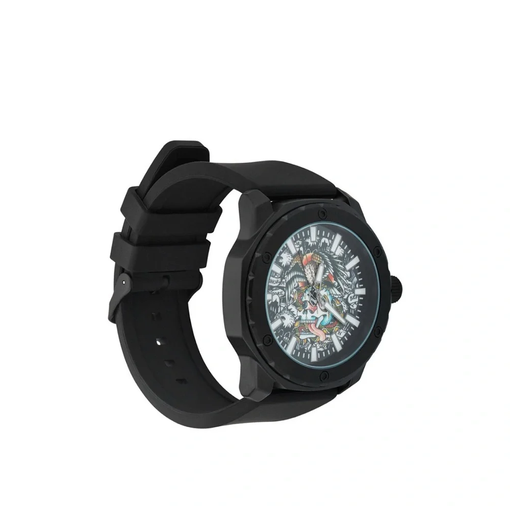 NEW Matte Black Silicone Strap Multicolor Ed Hardy Watch